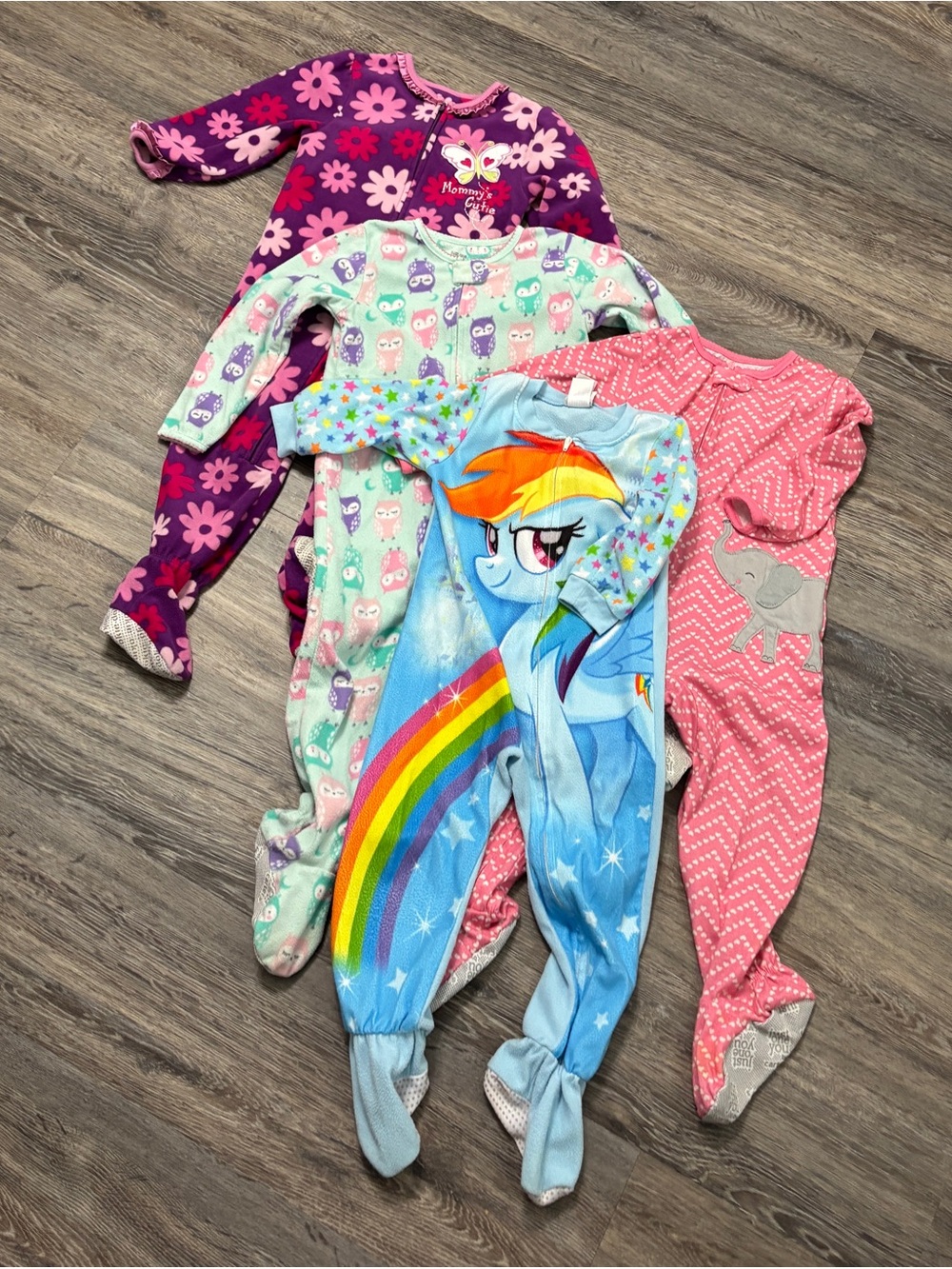 Girls 3T Footed Sleeper Pajama Lot My Little Pony Carter's Okie Dokie 4 Pc